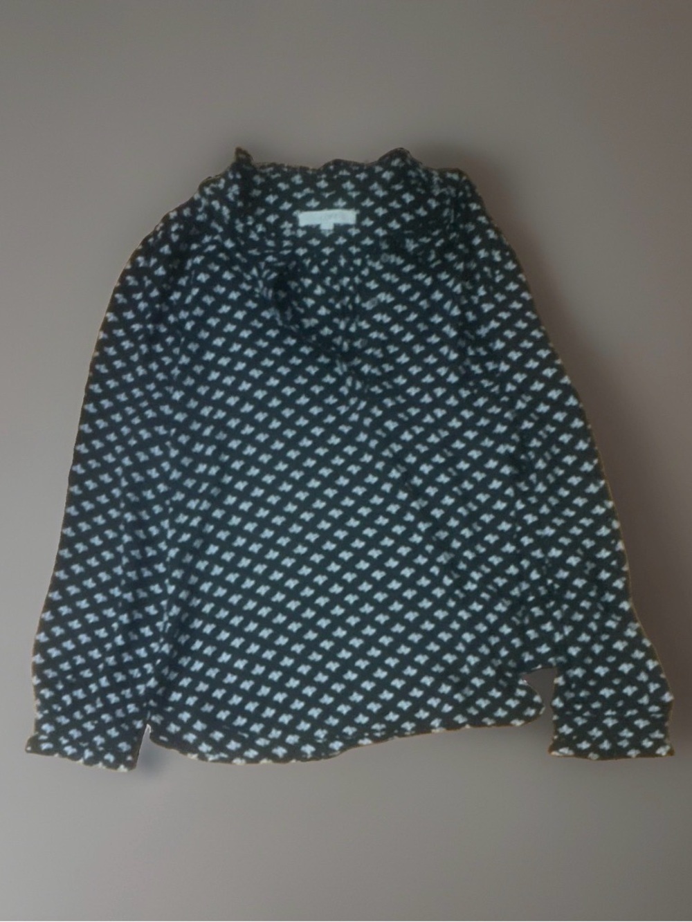 Loft Gingko Print Black/White Long Sleeve Lightweight Blouse XXL